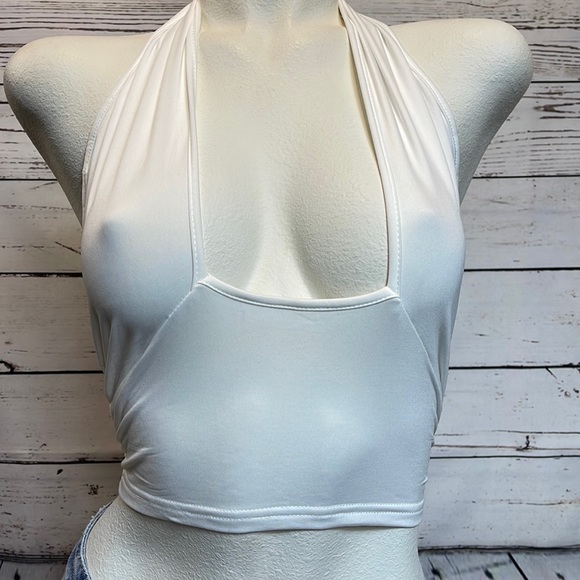 NWOT White Sexy Halter Top Medium - Picture 1 of 3
